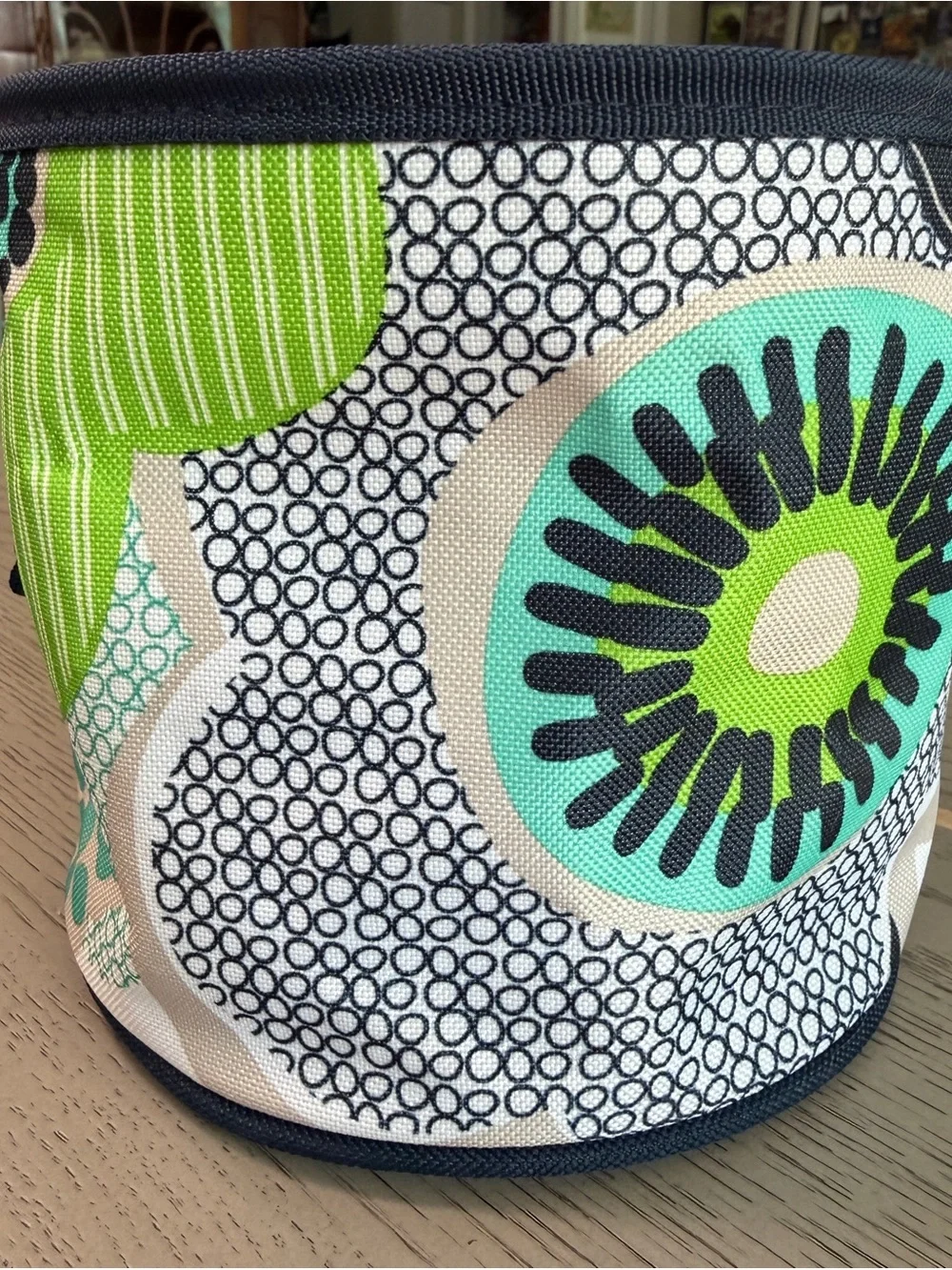 thirty-one Navy, Teal & Lime Floral Canvas Round Mini Storage Bin